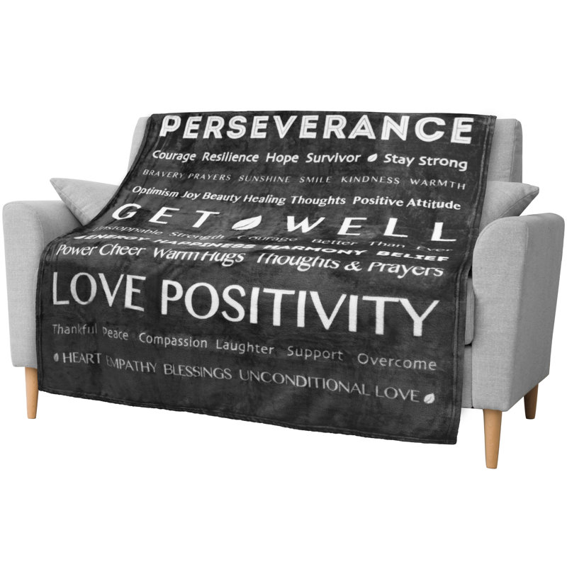 Gray Fleece Healing Thoughts and Prayer Blanket