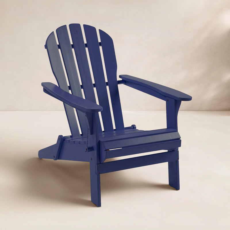 Hillandale Eucalyptus Foldable Outdoor Adirondack Chair, Navy
