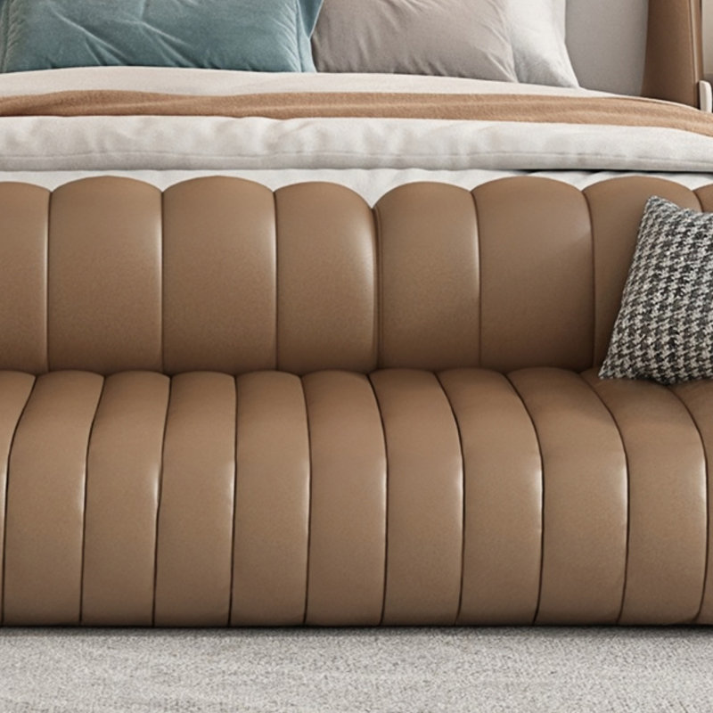 Banc rembourré en cuir Sheletta, Brun