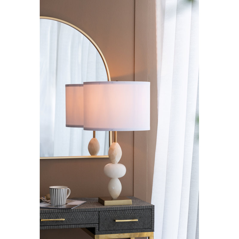 Lampe de table ronde à trois niveaux avec abat-jour tambour D14x26