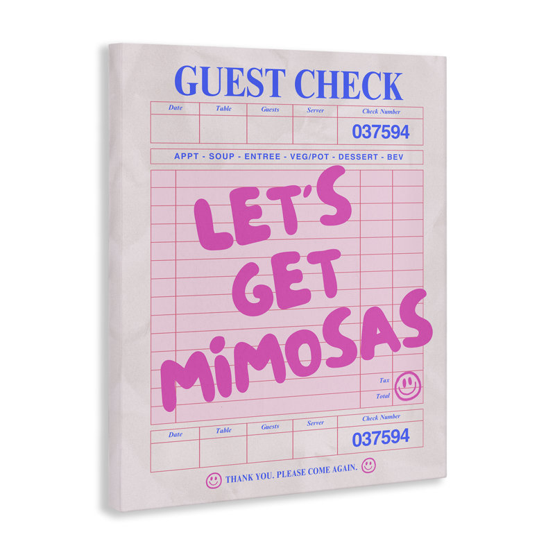  «Let Get Mimosas Check», art mural par House of Lulu, H 20 po x l 16 po