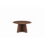 Ensemble de tables basses gigognes de style rétro. Disponible en finition noyer ou bois naturel. Tables d'appoint rondes avec pieds croisés. Idéal pour les salons et les salles à manger.-308847799