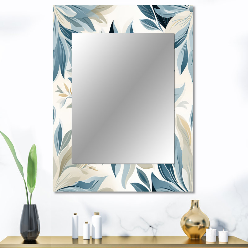 Amberlynn Tranquil Patterns - miroir mural décoratif floral, miroir de maison de campagne, impression d'art en métal