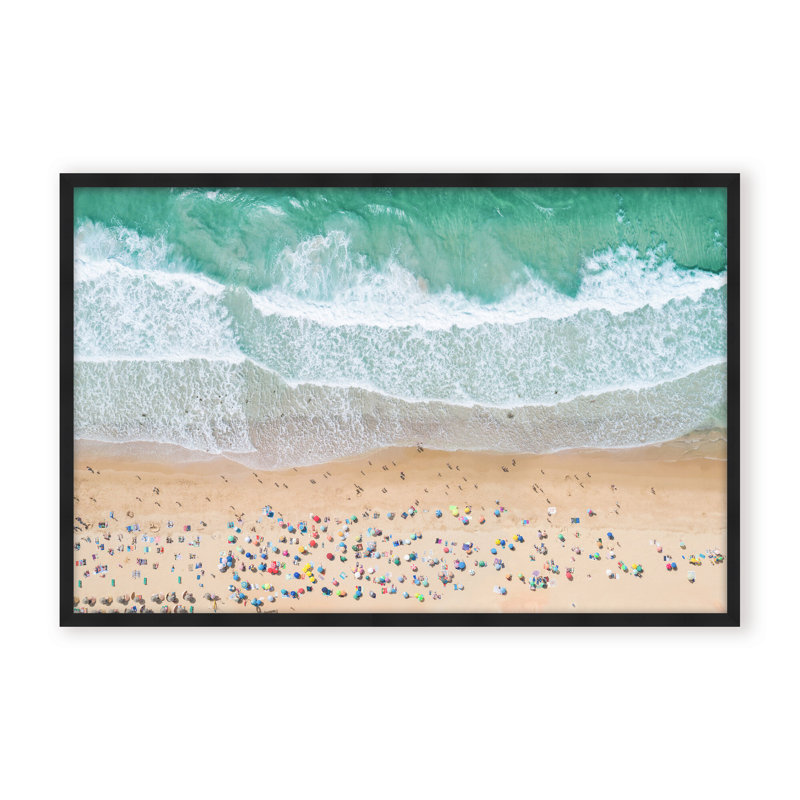 Coastal Retreat Summer Beach by  - Picture Frame Photograph on Paper, 32" H x 48" W x 1.125" D, Beige, Framed Matted Print