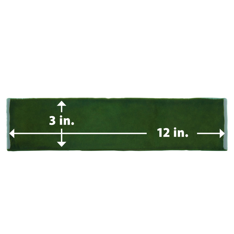 Viva Antic 3" x 12" Ceramic Subway Tile, Green