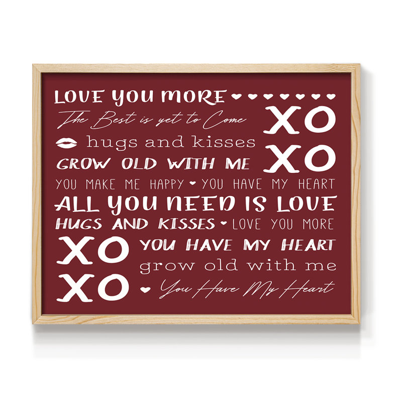 Love You More Framed Print - Solid Wood, Natural, 11" H x 9" W