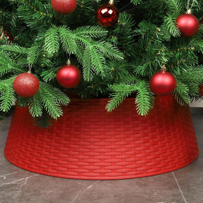 Collier de sapin de Noël rouge en plastique, anneau extra large pour sapins de Noël artificiels, décoration festive