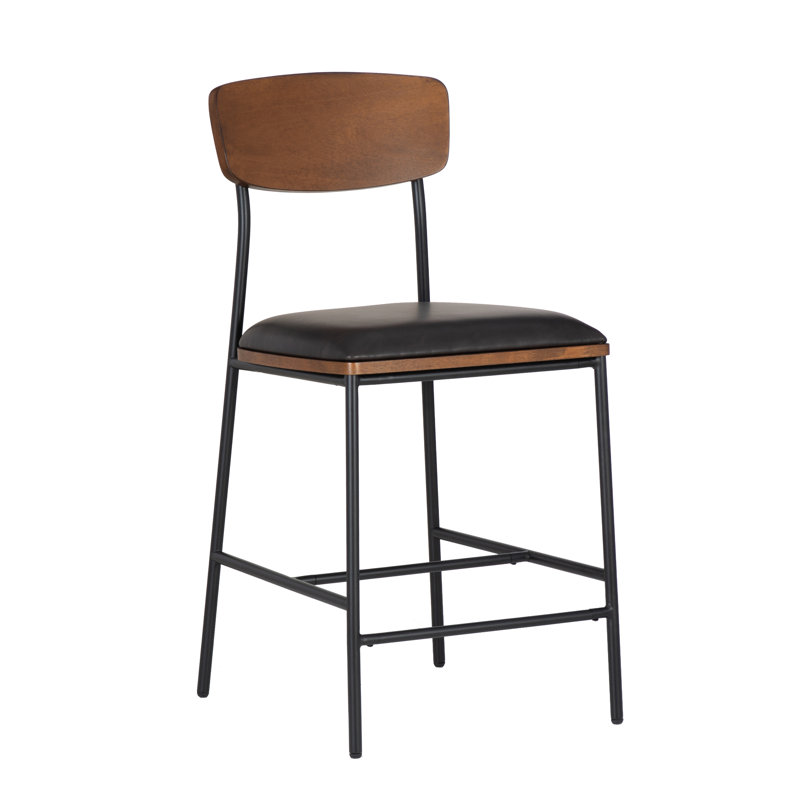 Bridgestone Upholstered Counter Stool with Metal Frame, Brown