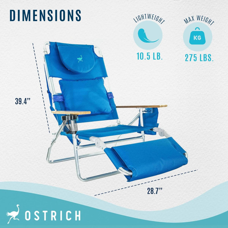 Thaden Folding Beach Chair, Blue
