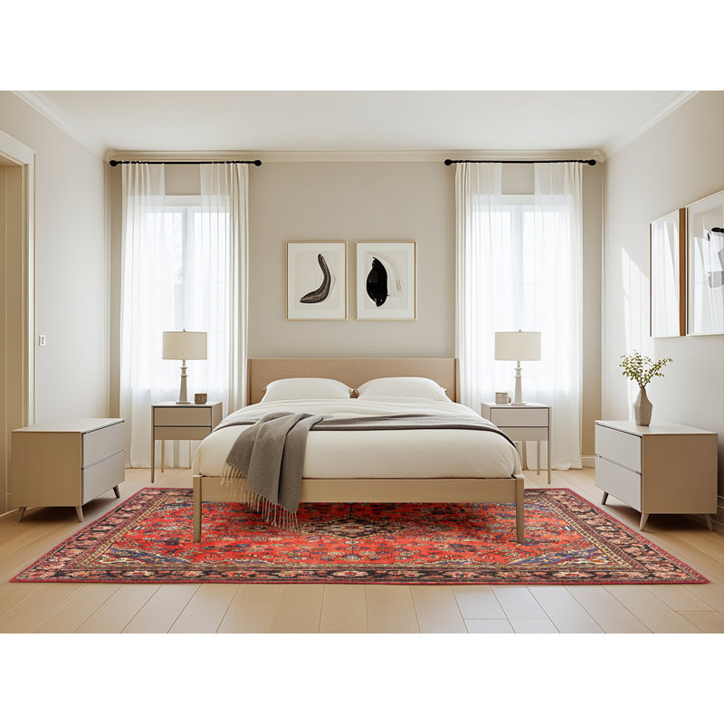 Tapis de style oriental rouge, Rectangle 5 pi x 8 pi
