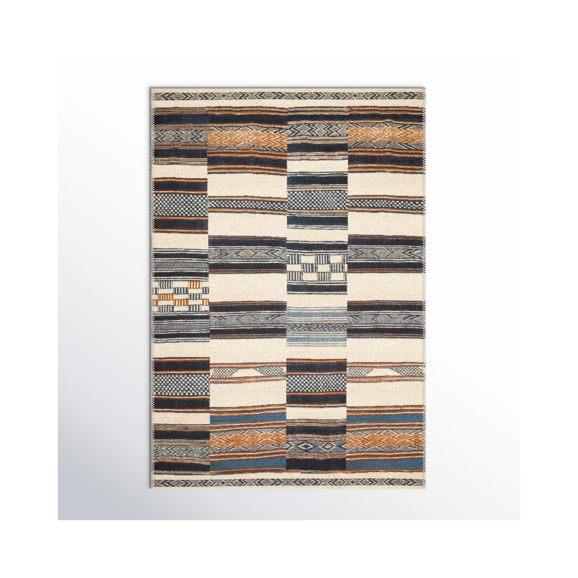 Oniel Geometric Machine Woven Area Rug , Rectangle 5'3" x 7'8"