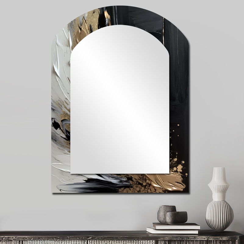 Wave Reflections II - Abstract Modern Asymmetrical Decorative Wall Mirror, 34" x 25"