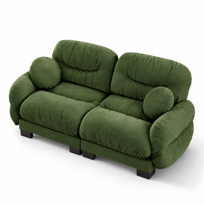 Canapé modulaire confortable en tissu de chenille 2 places plissé
