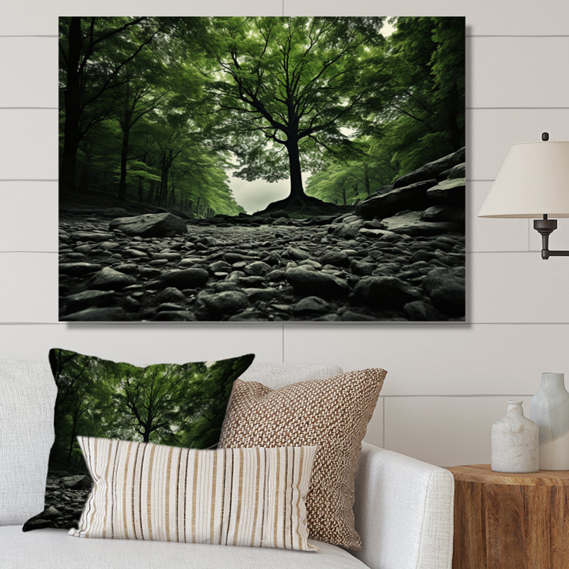Blendi " Green Forest Mystical Shadows ", H 34 po x l 44 po x P 1,5 po, Toile tendue