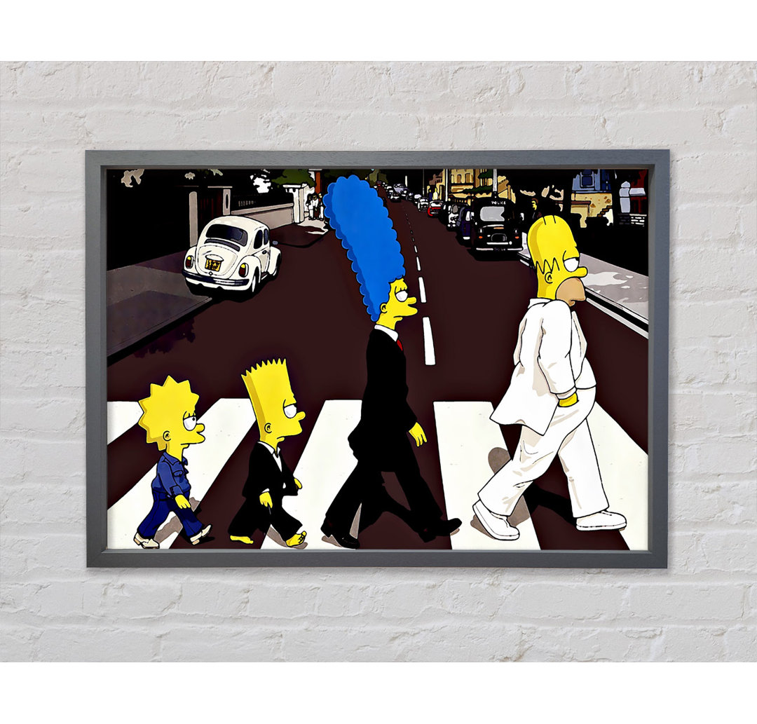 Simpsons Abbey Road - Einzelner Bilderrahmen Kunstdrucke auf Leinwand