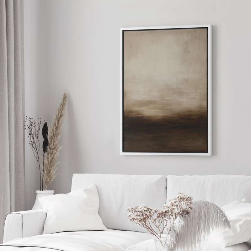 Reproduction d'art abstrait sur toile encadrée pour décoration intérieure moderne, H 24 po x l 16 po, Blanc