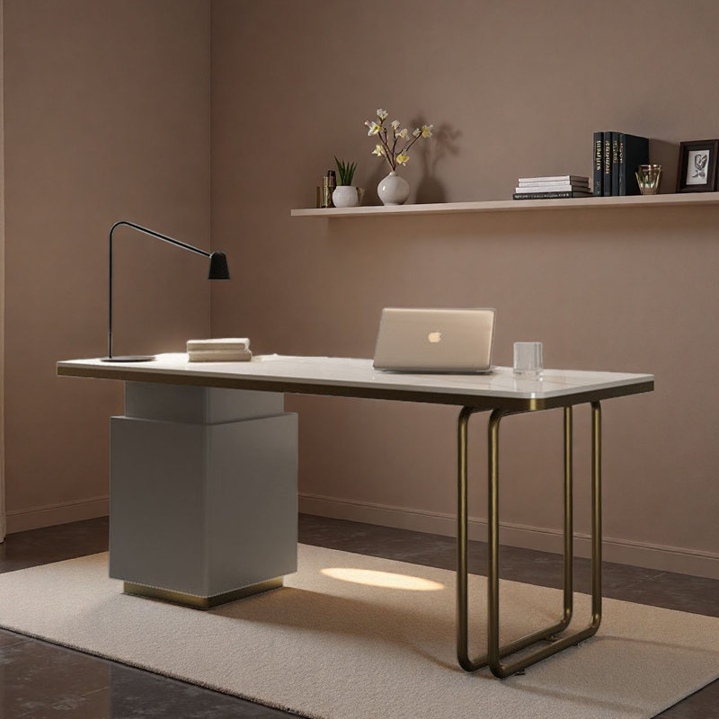 Bureau italien moderne et minimaliste: plateau en ardoise massif, H 29,5 po x l 70,9 po x P 27,6 po