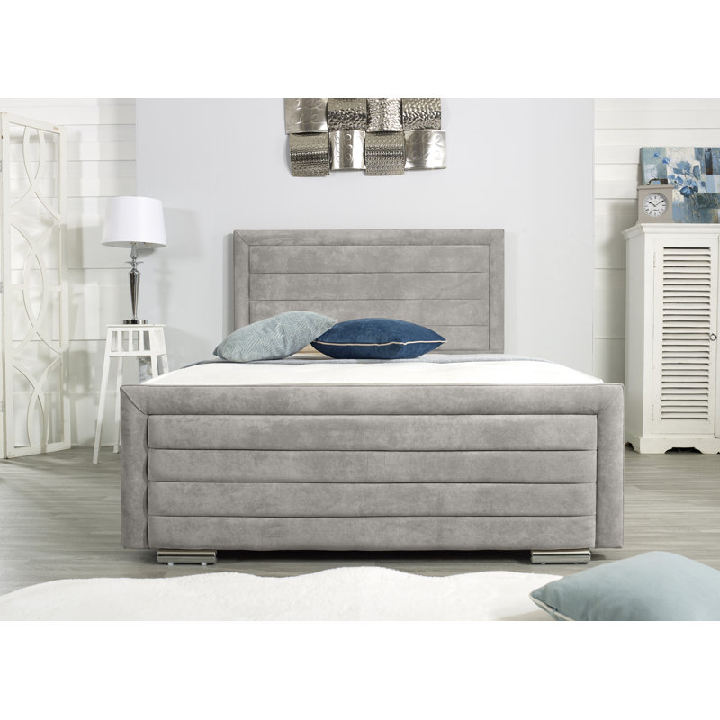 Frazee Upholstered Bed Frame, Double (4'6), Silver