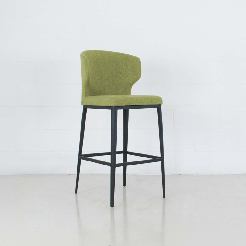 Tabouret de bar et de comptoir Belby, Tissu - Lime, Tabouret de comptoir (siège d'une hauteur de 25,5