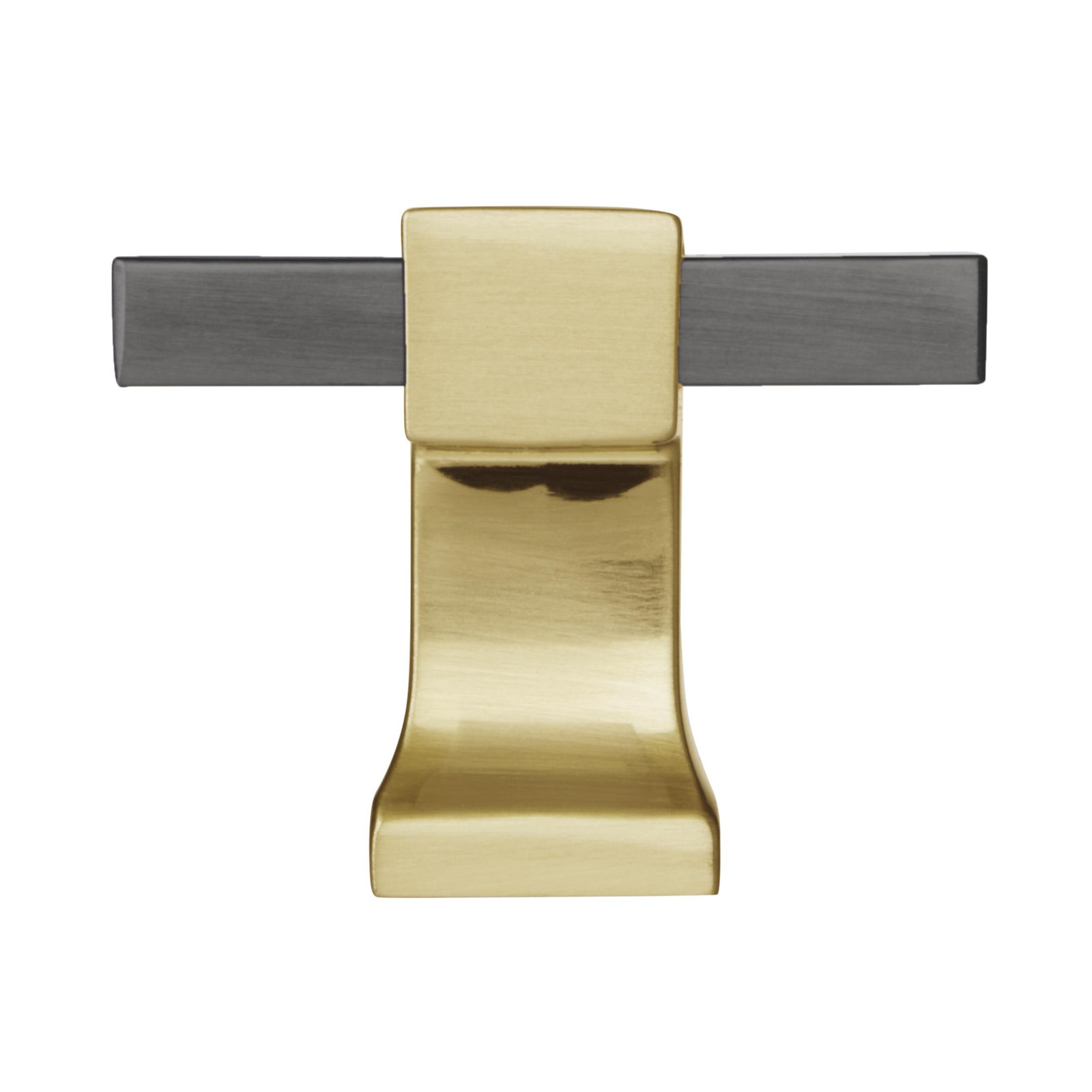 Overton Square Cabinet Knob, Black Chrome/Brushed Gold