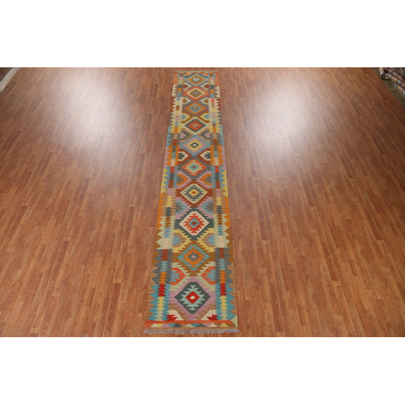 Reversible Wool Kilim Oriental Runner Rug 3x16