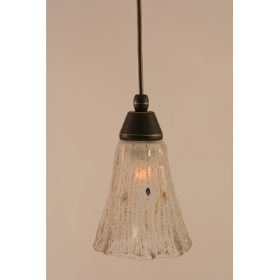 Cord Hung Mini Pendant Shown In Dark Granite Finish With 5.5" Fluted Crystal Glass