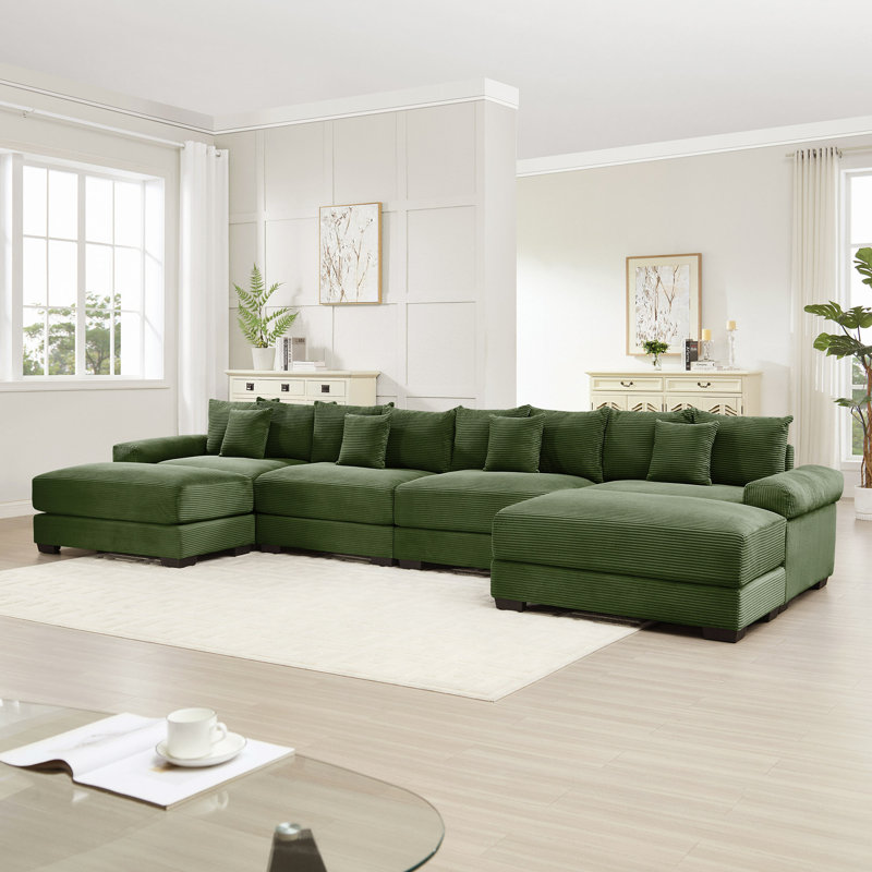 Canapé modulaire en U 170 po Cloud, Vert