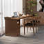 Bureau rectangulaire à 3 tiroirs en bois massif brun noisette-1630507850