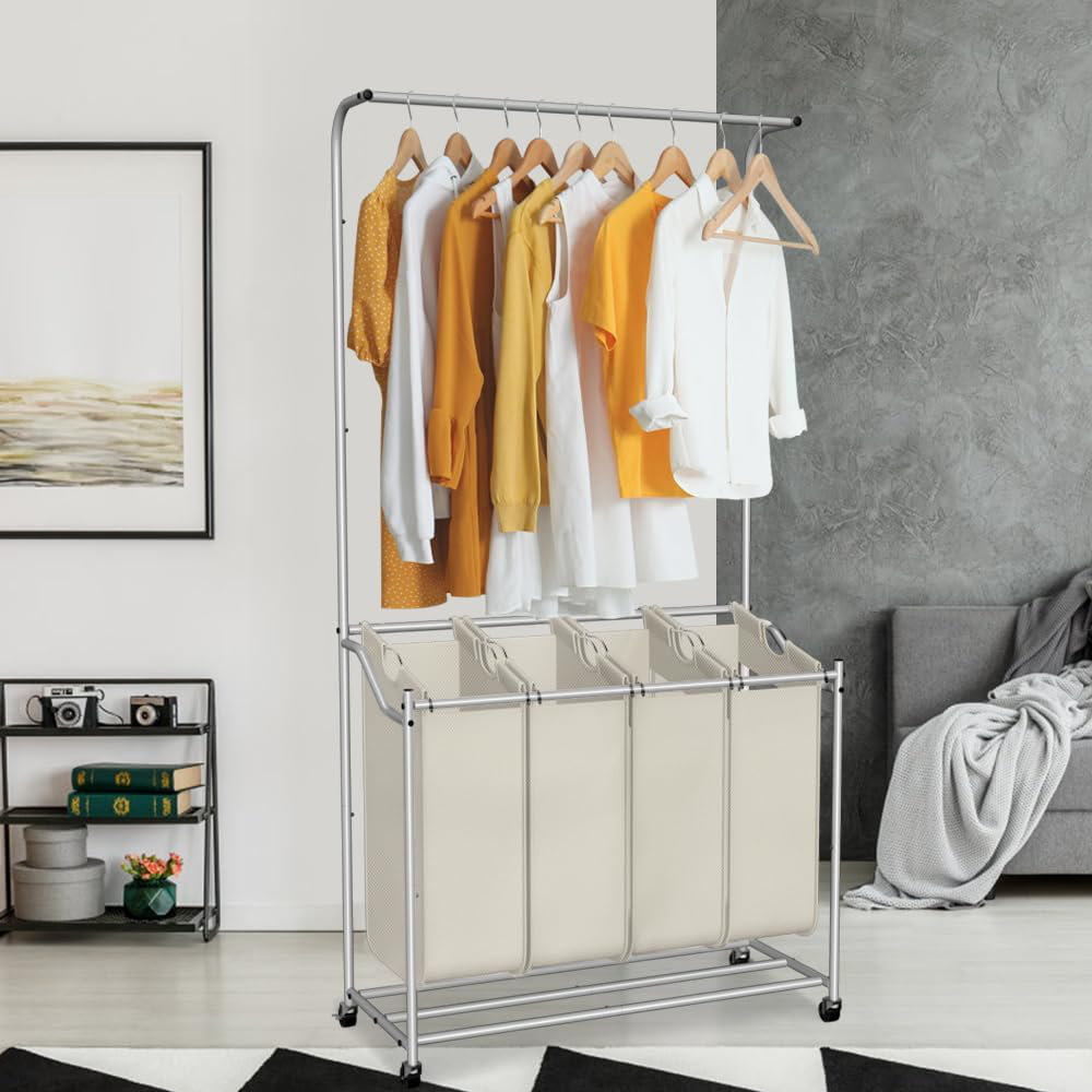 Latitude Run® 4-Bag Laundry Sorter & Laundry Basket & Laundry Hamper ...