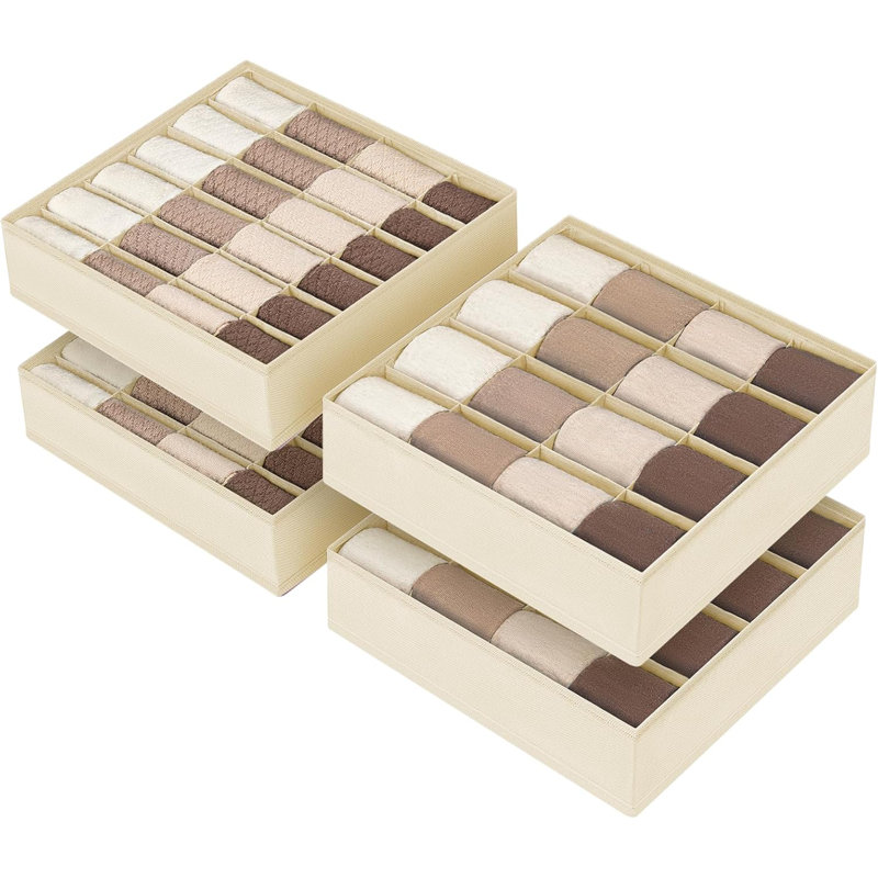 Sock Organiser Organisateur de tiroir - Solution de rangement de placard pliable pour chaussettes, sous-vêtements, cravates, ceintures et accessoires, ensemble de 2