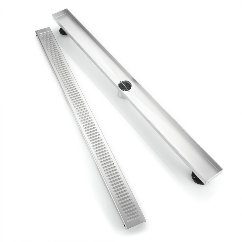 Drain de plancher de douche rectangulaire en acier inoxydable BOann 304 (36 po), Nickel