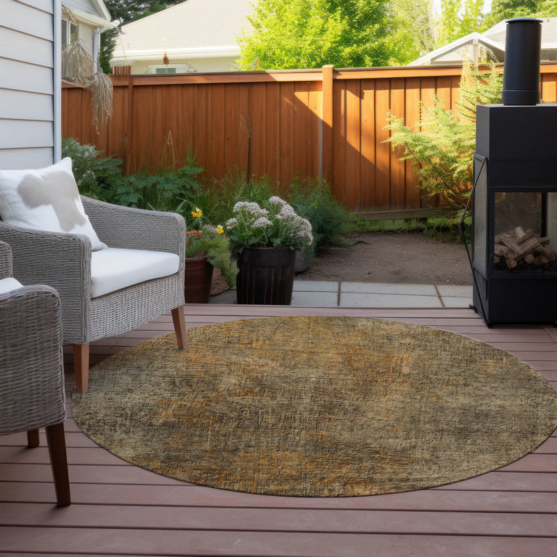  Azarael Machine Washable Indoor/Outdoor Rug, Round 8'