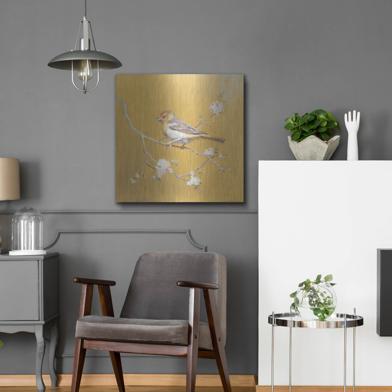  «Northern Oriole On Gold» par Danhui Nai, art mural en métal, H 24 po x l 24 po