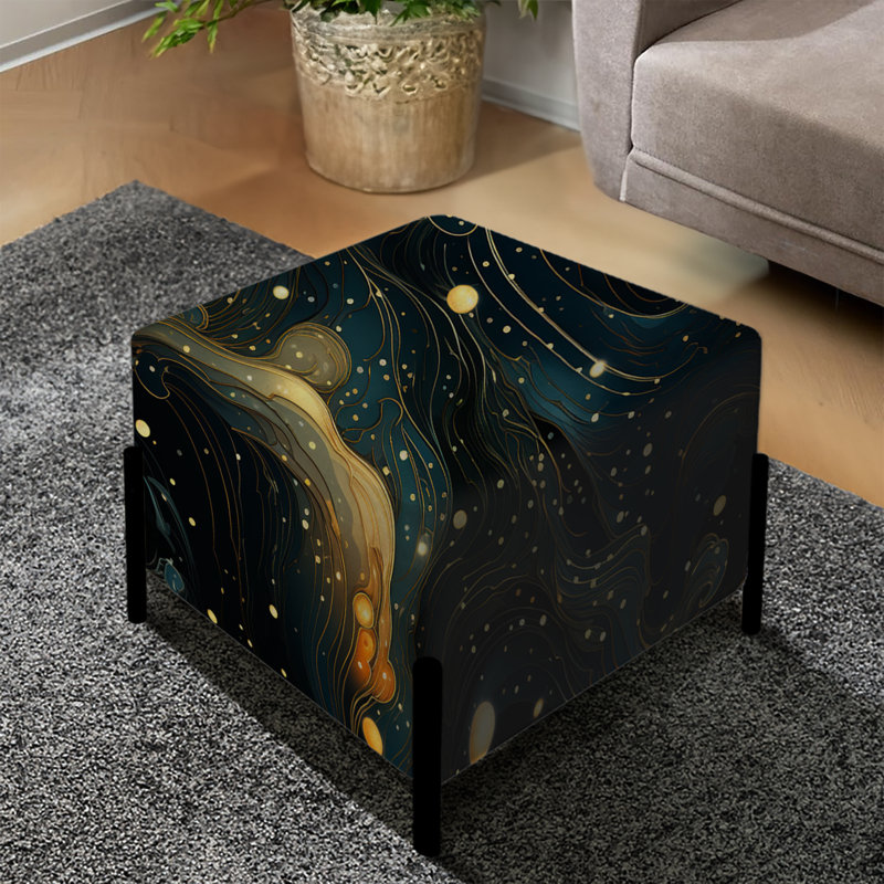 Celestial Constellations Planet Pattern - Geometric Square Ottoman