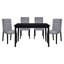Table de salle à manger de style décontracté en placage de frêne au fini noir, fabriquée en bois, pouvant accueillir 4 personnes