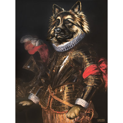 Dressed Up German Shepherd by Carolee Vitaletti - Wrapped Canvas Print