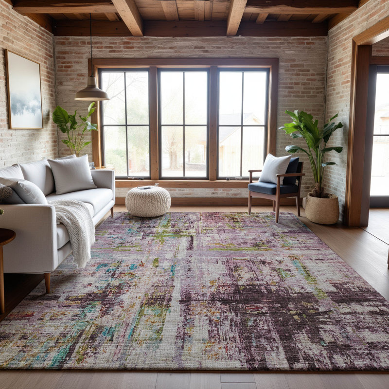 Premium Machine Washable Lyndhurst AMF1194 Abstract Rug, Rectangle 10' x 14'