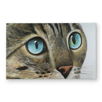 Curious Cat Portrait Door Mat - Indoor Outdoor Home Decor