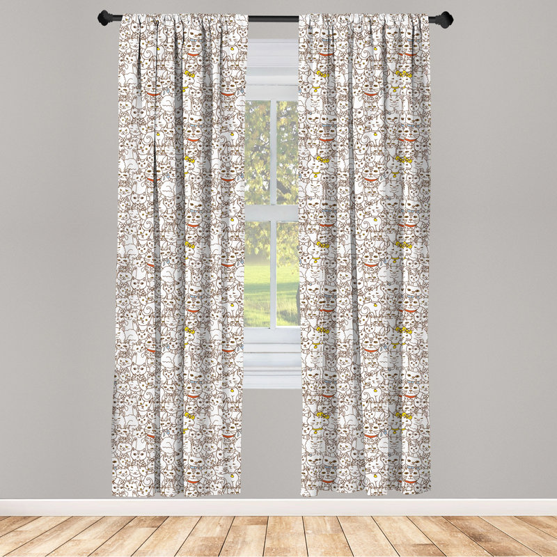 Kitten Semi-Sheer Rod Pocket Curtain Panels, 28" x 84"