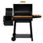 Royal Gourmet 28-inch Heavy Duty Charcoal Grill With Offset Smoker And Wooden Side Shelf, Black