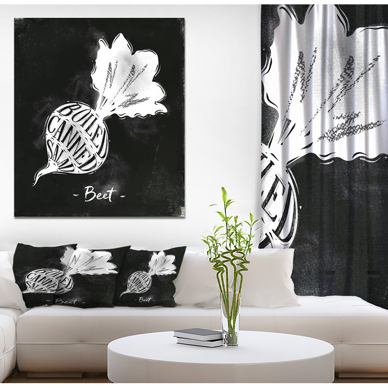 Planche de découpe betterave-impression d’art graphique, H 40 po x l 30 po x P 1,5 po, Toile tendue