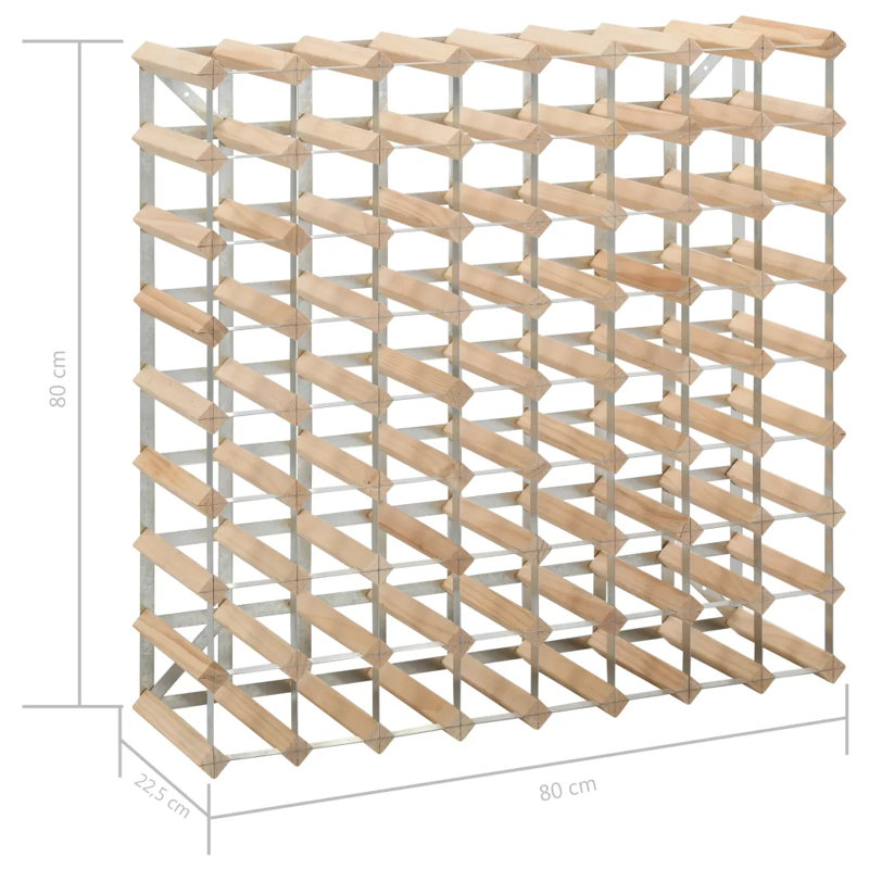 Allport 42 Bottle Wall Mounted Wine Bottle Rack in Beige, 80cm H x 80cm W x 22.5cm D
