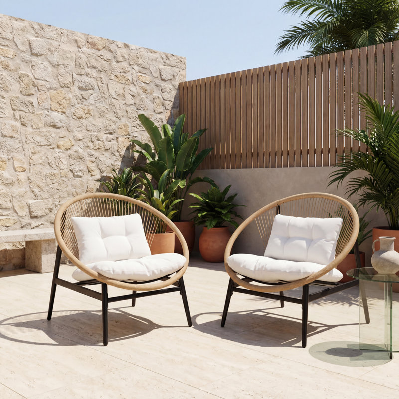 Crowne Wicker Papasan Outdoor Lounge Chairs