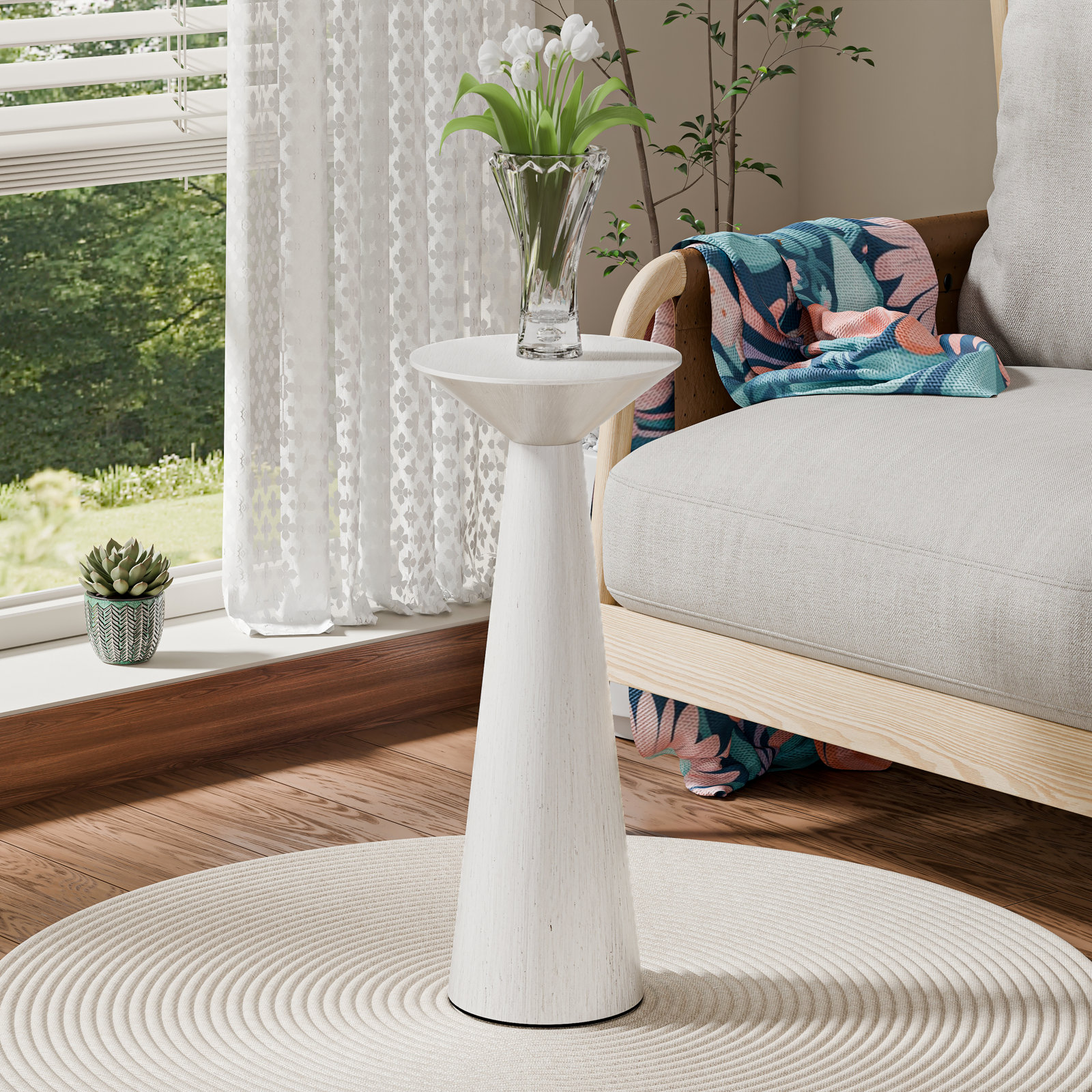 Bozovich Solid Wood End Table, White, 22.83" H x 9.84" W x 9.84" D