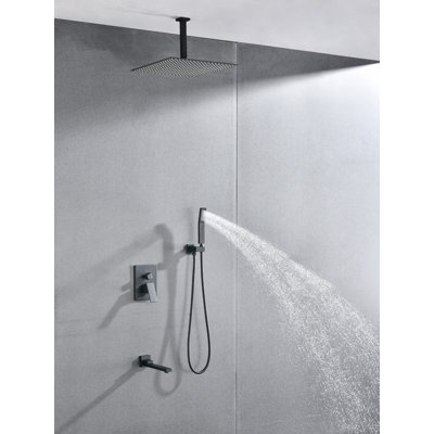 Ceiling Mounted Shower System Combo Set With Handheld And 16"Shower Head