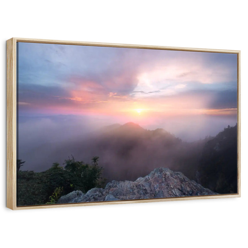 Paysage de Great Smoky Mountain, Cadre flottant en bois naturel, 37 po x 25 po
