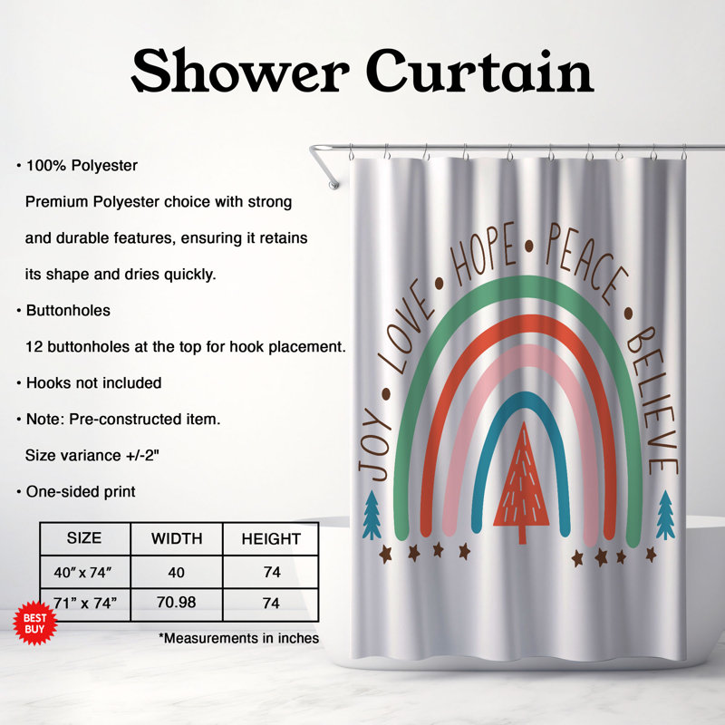 Rideau de douche Holiday Glow - 1 pièce, H 74 po x l 71 po
