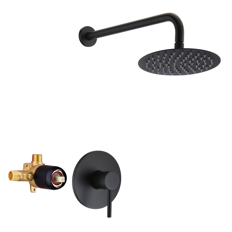 Robinet de douche mural encastré Sumerain, Noir mat