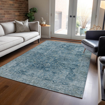 Tapis bleu intérieur / extérieur lavable à la machine Xhevrie
