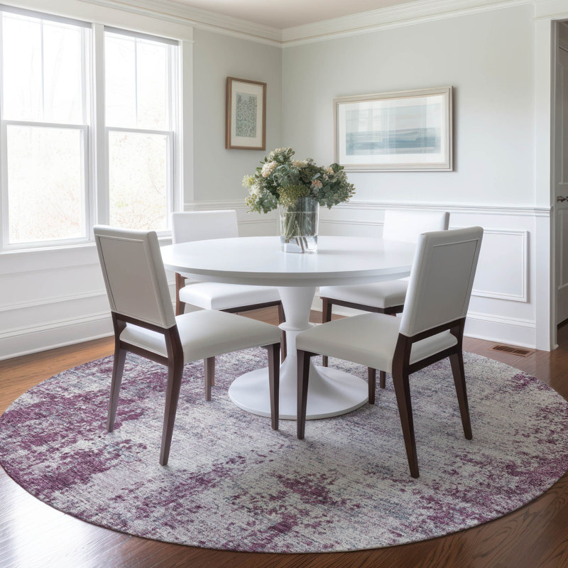 Aleighna Area Rug with Non-Slip Backing, Round 8'